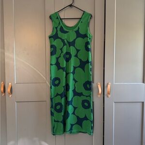 Marimekko Unikko green and navy Dress size large